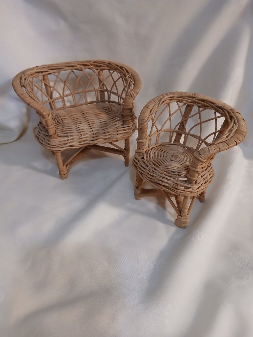 Vintage Wicker Fashion Doll Sized Love Seat & Chair Set-Hong Kong